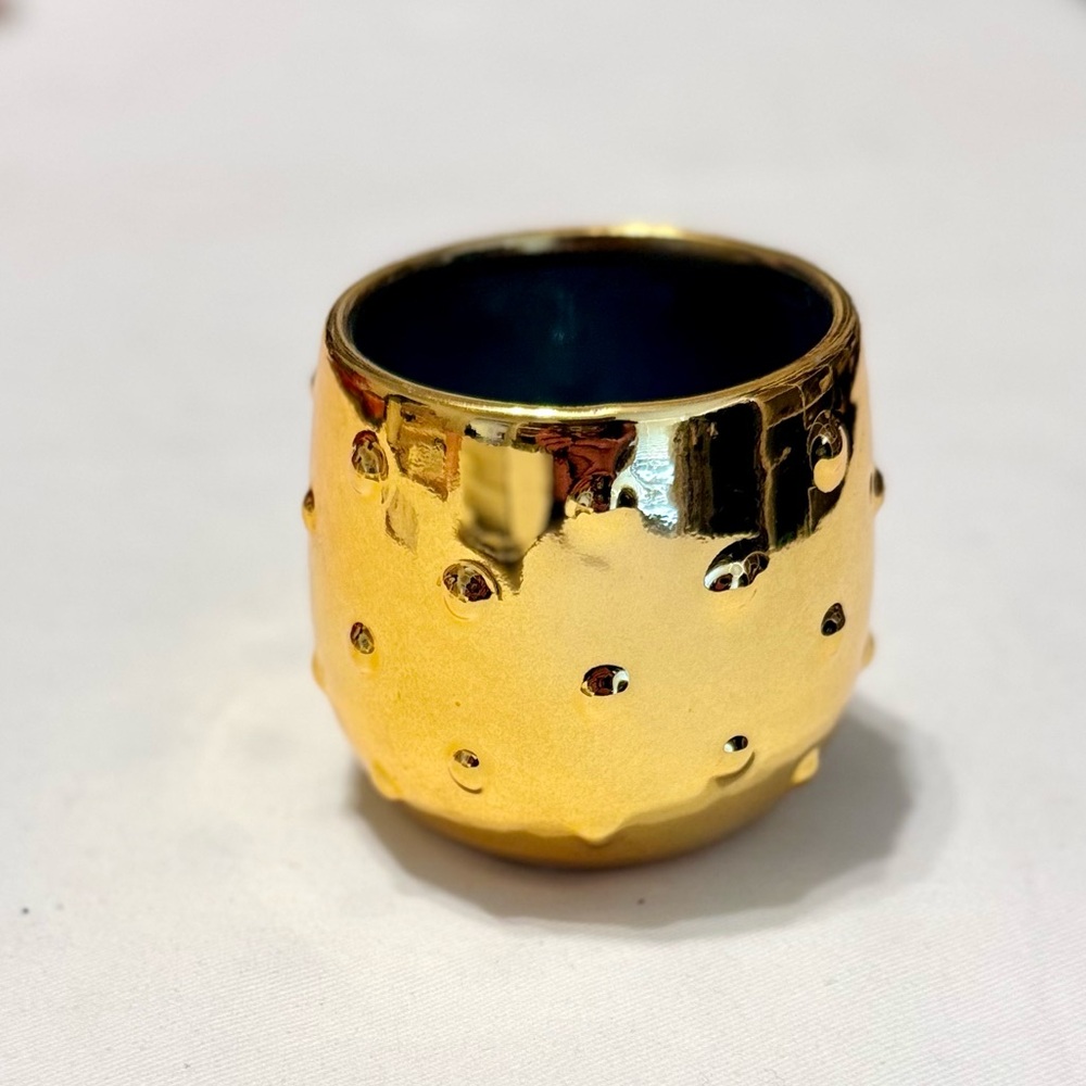 VINTAGE Gold Glass Hobnob Candle Votive Holder - Maximalist Minimalist Decor
